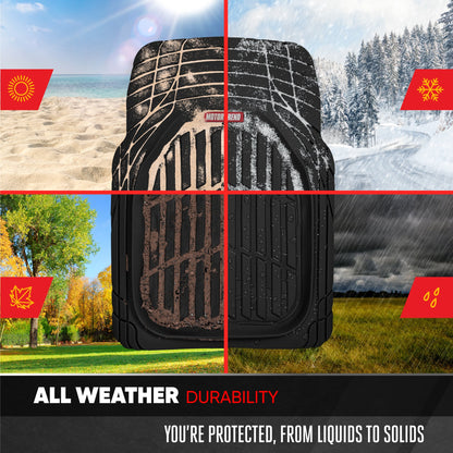 MotorTrend 4-Piece 3-Rows FlexTough Deep Dish Vorderbodenmatten, Mittelbodenmatten und Hinterbodenmatte