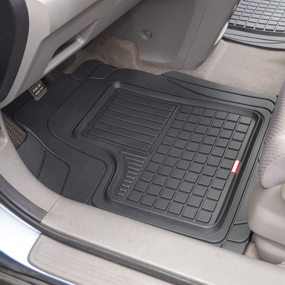 MotorTrend 4-Piece FlexTough Performance Plus Deep Dish Square Nuten Vorderbodenmatten und Hinterbodenmatten - Heavy Duty, All Weather, Trimmen, um zu passen