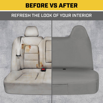 Cat® Custom Fit Vordersitzbezug für Ford F250 / F350 / F450 / F550 (1999-2007) - Langlebiger Oxford Gray Truck Seat Cover mit Utility Taschen, Ford F250 Super Duty Interior Cover