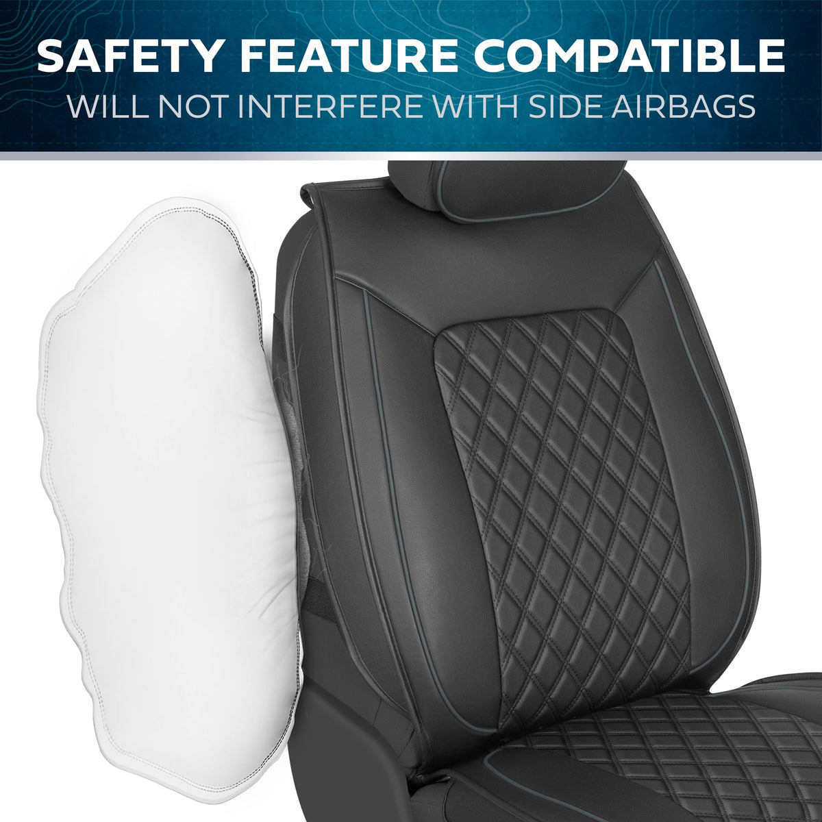 MotorBox 2-Pack Prestige Edition Premium Faux Leather Diamond Stitched Cushion Vordersitzbezüge