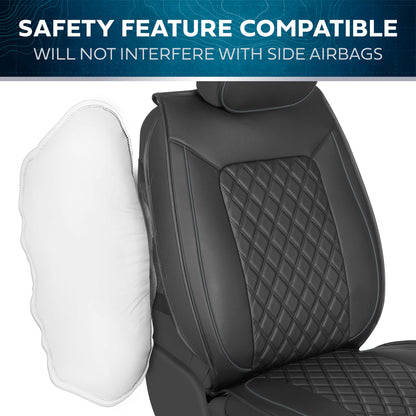 MotorBox 2-Pack Prestige Edition Premium Faux Leather Diamond Stitched Cushion Vordersitzbezüge
