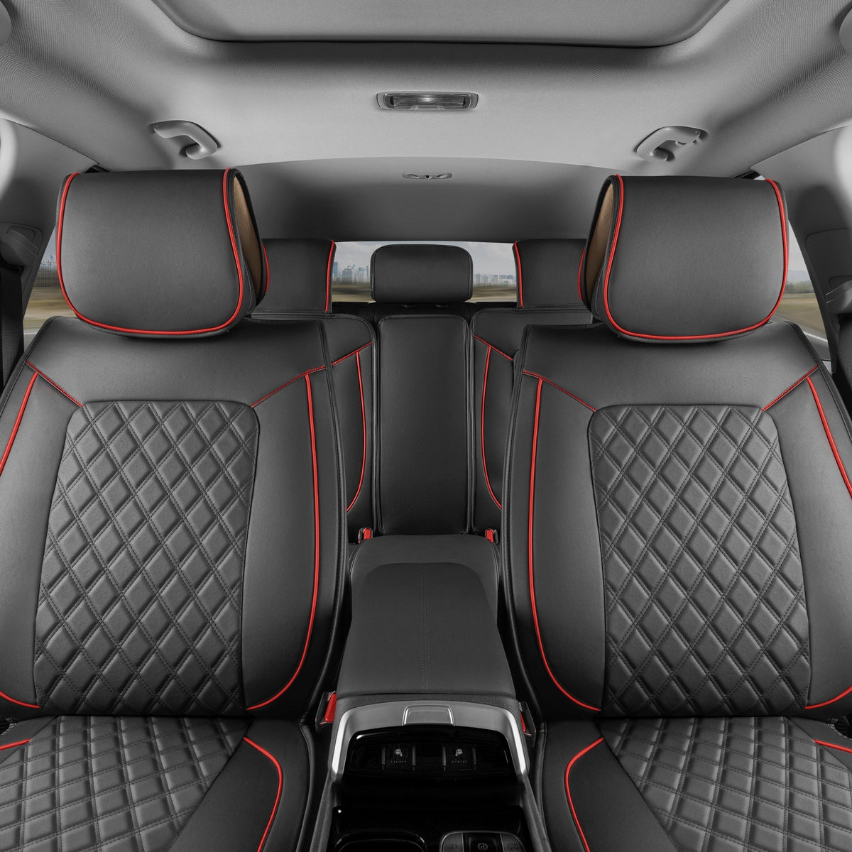MotorBox 11-Piece Prestige Edition Premium Faux Leather Diamond Stitched Cushion Vordersitz- und Rücksitzabdeckungen
