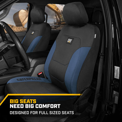 CAT FlexFit Black Blue Seat Covers für Autos, LKWs und SUV - (2) Front Car Seat Cover Front Seat Protectors - Airbag-kompatible Sitzbezüge für SUV Interior Covers & Truck Seat Cover Car Zubehör