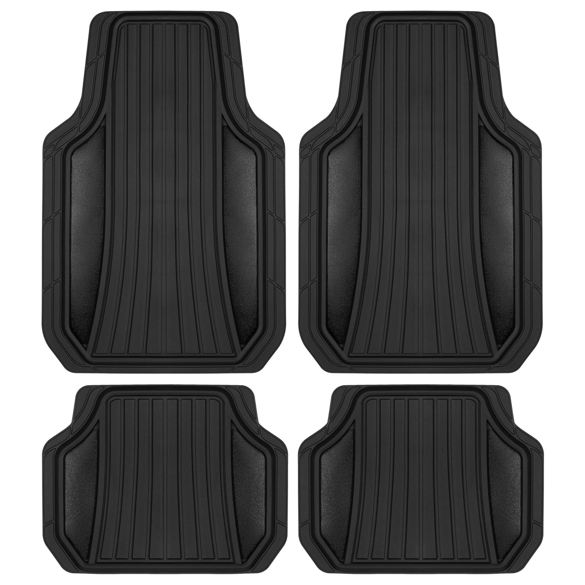 MotorTrend 4-Piece Shield Zwei-Tone Gloss Vorderbodenmatten und Hinterbodenmatten - Heavy Duty, All Weather, Trimmen Sie, um zu passen