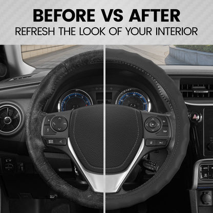 MotorTrend Ergonomic Original Leather Steering Wheel Cover S (Fits 13.5' - 14.5')