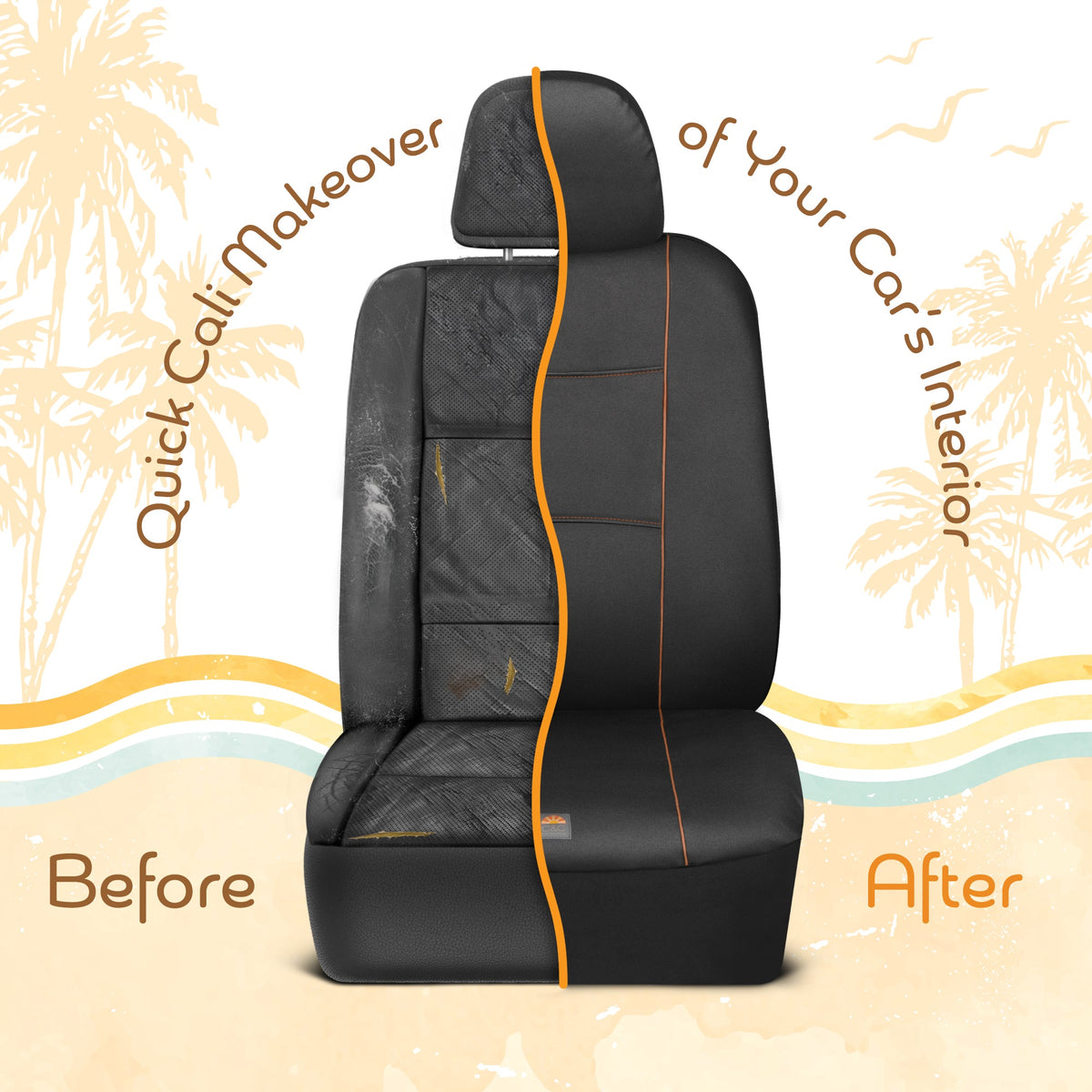 C&C Napa Ledertasche 2 Vordersitze - Faux Leder Auto Sitzprotektoren für Autos & LKW - UV-resistent, leicht zu reinigen, universelle Passform - Stilvolles Küstendesign für Sommer Auto Interior Upgrade