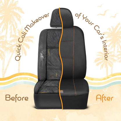 C&C Napa Ledertasche 2 Vordersitze - Faux Leder Auto Sitzprotektoren für Autos & LKW - UV-resistent, leicht zu reinigen, universelle Passform - Stilvolles Küstendesign für Sommer Auto Interior Upgrade