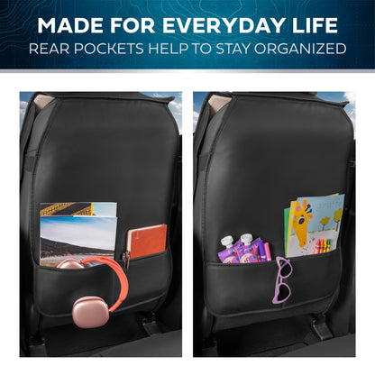 Car Seat Covers - DiamondLux Edition Premium Faux Leather Seat Protectors - Doppelkreuz-Nähte gepolsterte Automobilzubehör für LKW, SUVs, Autos - Front Seat Set