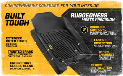 CAT 3-Stück JustFit 3D Vorderbodenmatten und Hinterbodenmatten für Dodge Ram 1500 Crew Cab 2009-2018, Dodge Ram 2500/3500 Crew Cab 2010-2018, Dodge Ram Classic 2019-2024