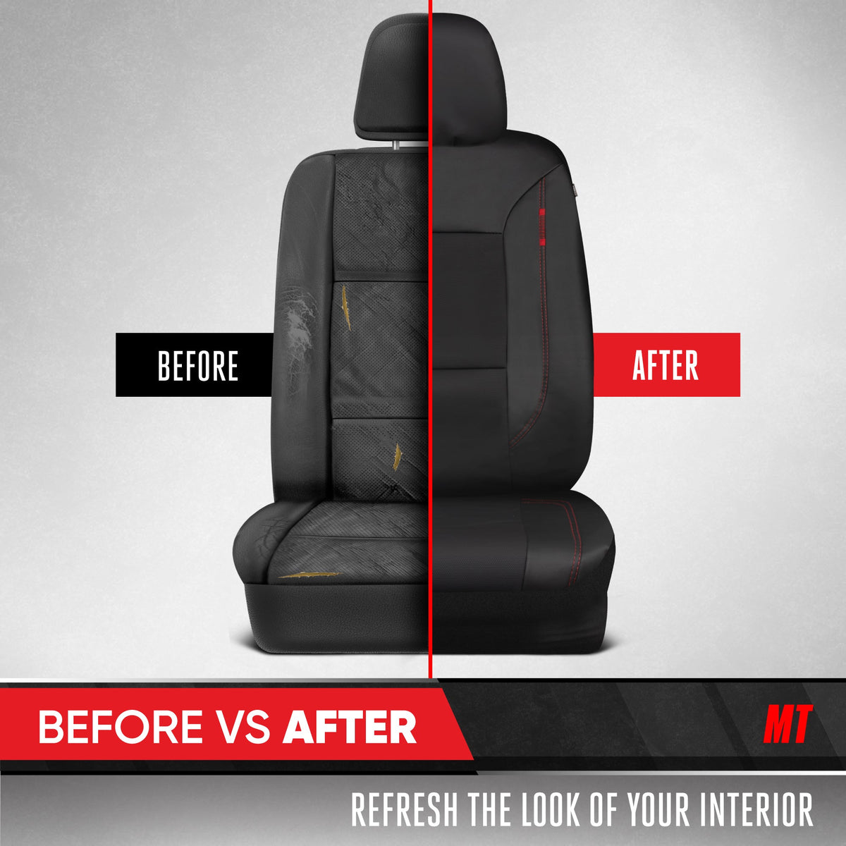 Motor Trend Hex Lederette Sitzbezüge - Universal Fit Front Seat Protector für Autos, LKW, SUVs - Premium Interior Protection, Einfach zu installierendes Auto Upgrade, Black & Red Car Seat Cover