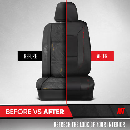 Motor Trend Hex Lederette Sitzbezüge - Universal Fit Front Seat Protector für Autos, LKW, SUVs - Premium Interior Protection, Einfach zu installierendes Auto Upgrade, Black & Red Car Seat Cover