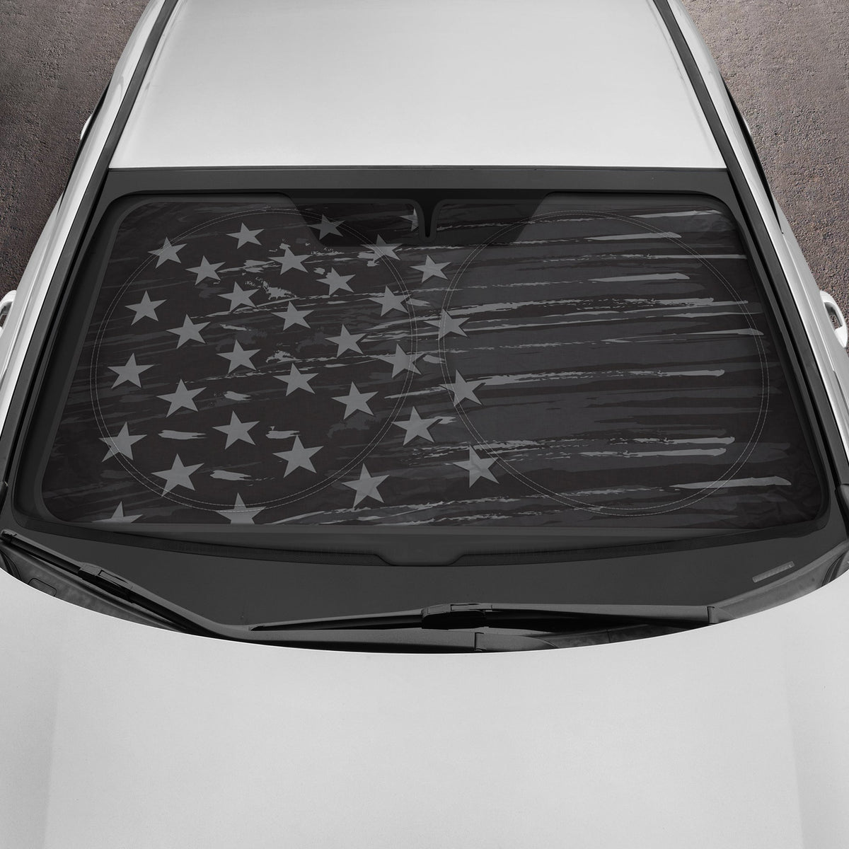 MotorTrend USA Vintage Flag Front Windschutzscheibe Sonnenschirm - Medium (65' x 33')