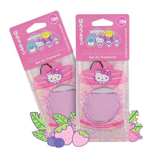 Hello Kitty und Freunde Car Air Freshener (Hello Kitty - Tropical Berry Sherbet) Hängender Gel Area Deodorizer, lang anhaltender Car Scents Air Freshener, niedliches Automotive Sanrio Zubehör Dekor, 2-Pack