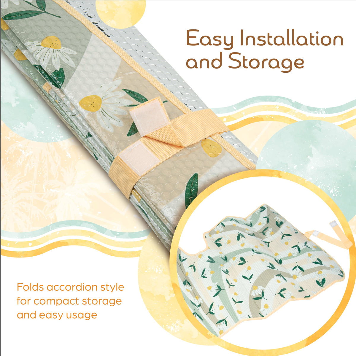 C&C Sage Floral Car Windschutzscheibe Sonnenschutz - Sun Visor SunShade für Auto-Windschutzscheibe - Fensterschirme für Autos, SUV & Truck - Dash Cover UV-Schutz für Front-Fensterschutz Zubehör - 57' x 27'