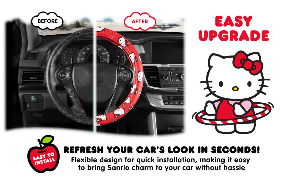 Carbella Sanrio Hello Kitty Original Lenkrad Abdeckung (Fits 14.5' - 15')