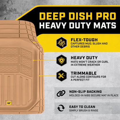 CAT 3-Piece Deep Dish Vorderbodenmatten und Hinterbodenmatten - Heavy Duty, All Weather, Trimm to Fit