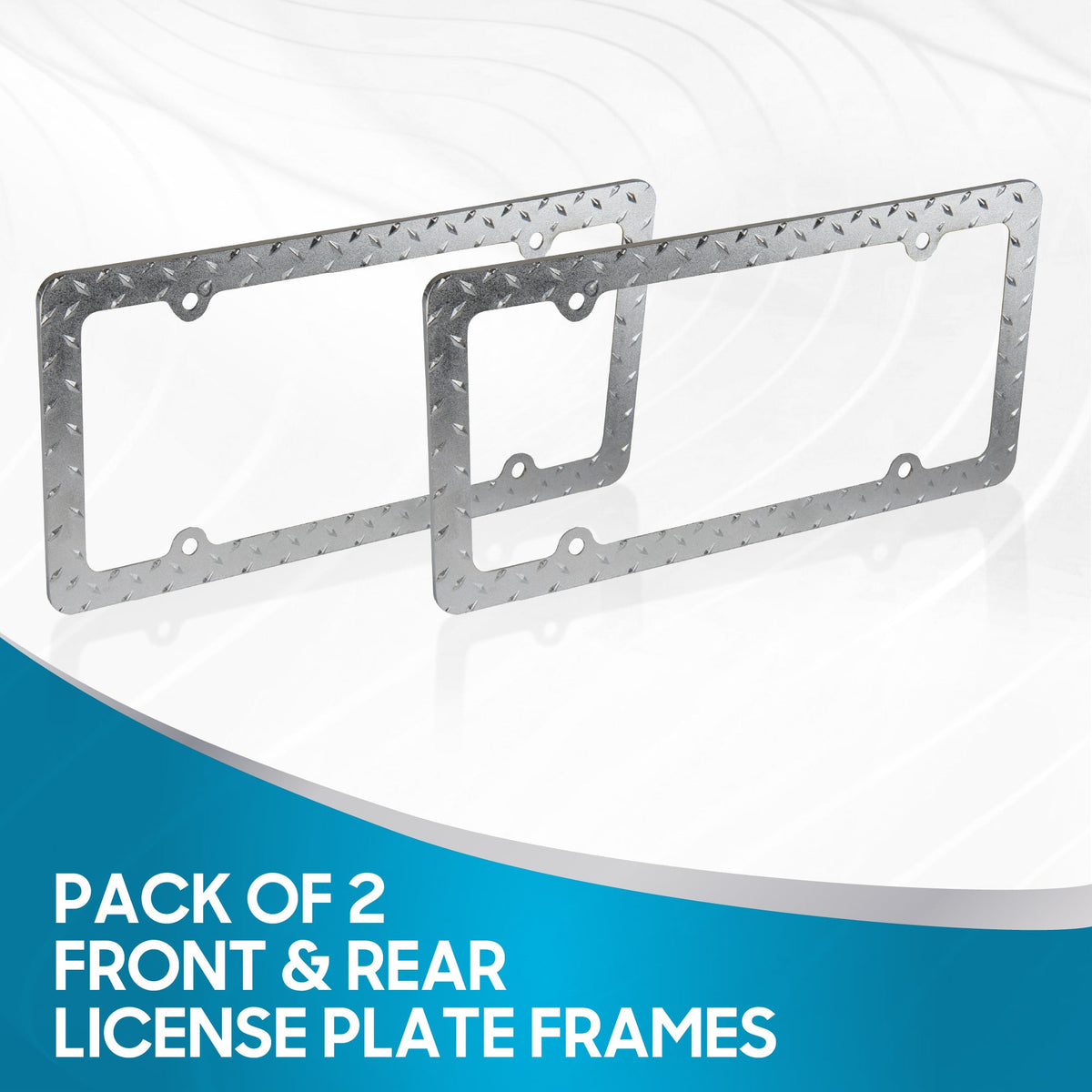 Rostbeständiges verchromtes Die-Cast-Edelmetall-Lizenzplattenrahmen / -halter Universalgröße - Blank Metal Design (Paket von 2)