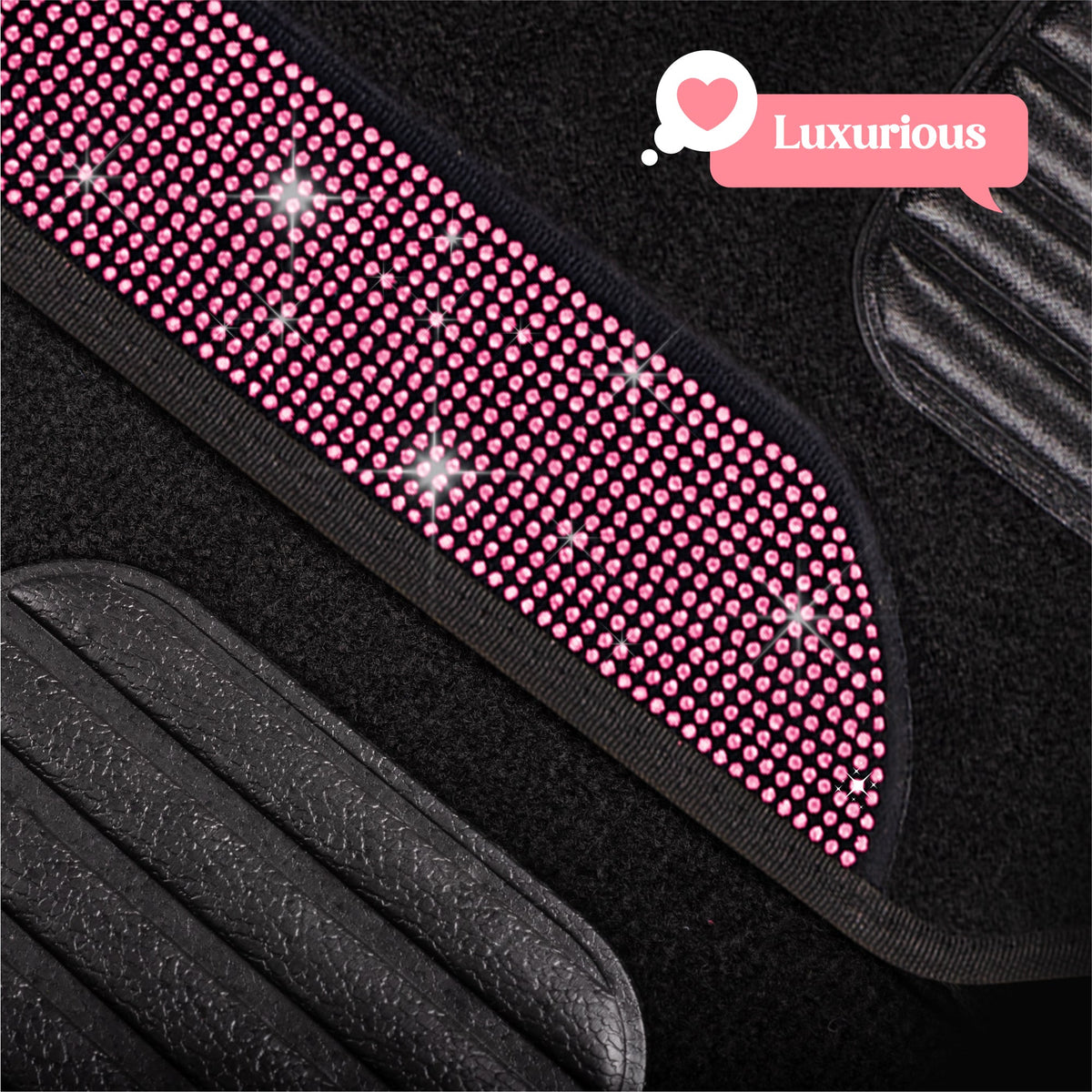 Carbella 4-Piece Diamond Bling Vorderbodenmatten und Hinterbodenmatten - Pink