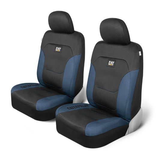 CAT FlexFit Black Blue Seat Covers für Autos, LKWs und SUV - (2) Front Car Seat Cover Front Seat Protectors - Airbag-kompatible Sitzbezüge für SUV Interior Covers & Truck Seat Cover Car Zubehör
