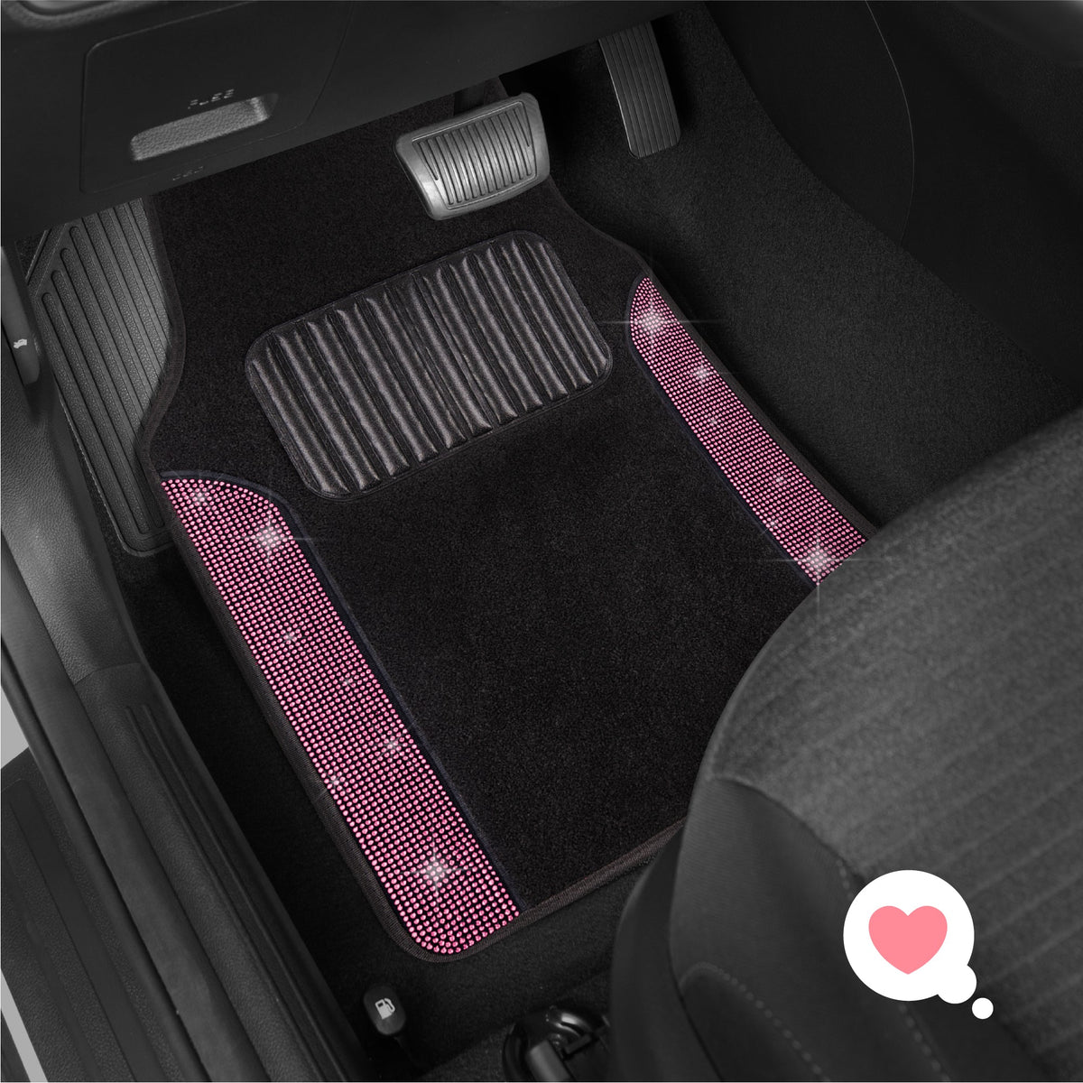 Carbella 4-Piece Diamond Bling Vorderbodenmatten und Hinterbodenmatten - Pink