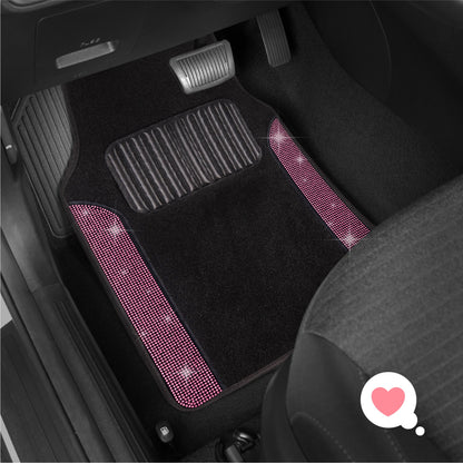 Carbella 4-Piece Diamond Bling Vorderbodenmatten und Hinterbodenmatten - Pink
