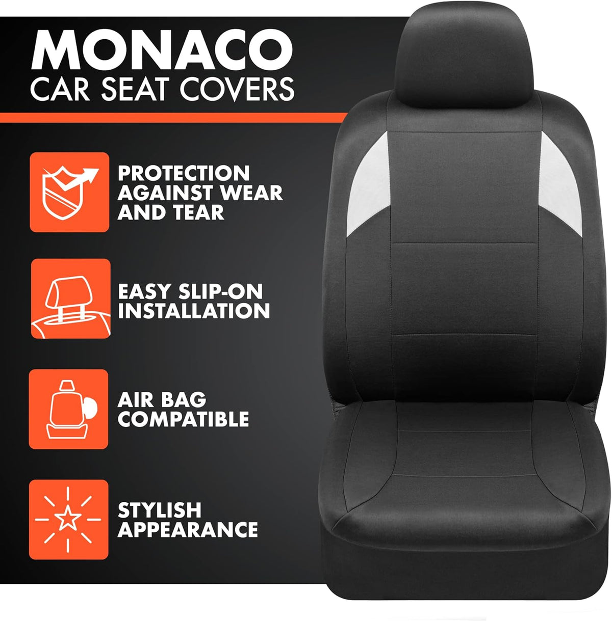 BDK carXS Monaco Sitzbezüge für Autos Vollständig, Beige Tri-Tone Vordersitzbezüge mit Split Rear Bench Back Seat Cover, Automobilsitzbezüge für LKW SUV Van Auto (Mehrere Farben)