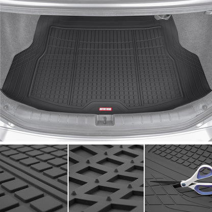 MotorTrend FlexTough Square Groove Trunk / Cargo Liner Mat - Heavy Duty, All Weather, Trim to Fit (54' x 37')