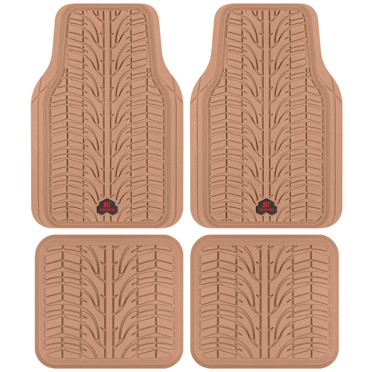 MotorTrend 4-Piece Grand Prix Reifenlaufflächen-Frontbodenmatten und Hinterbodenmatten - Heavy Duty, All Weather, Trimm to Fit