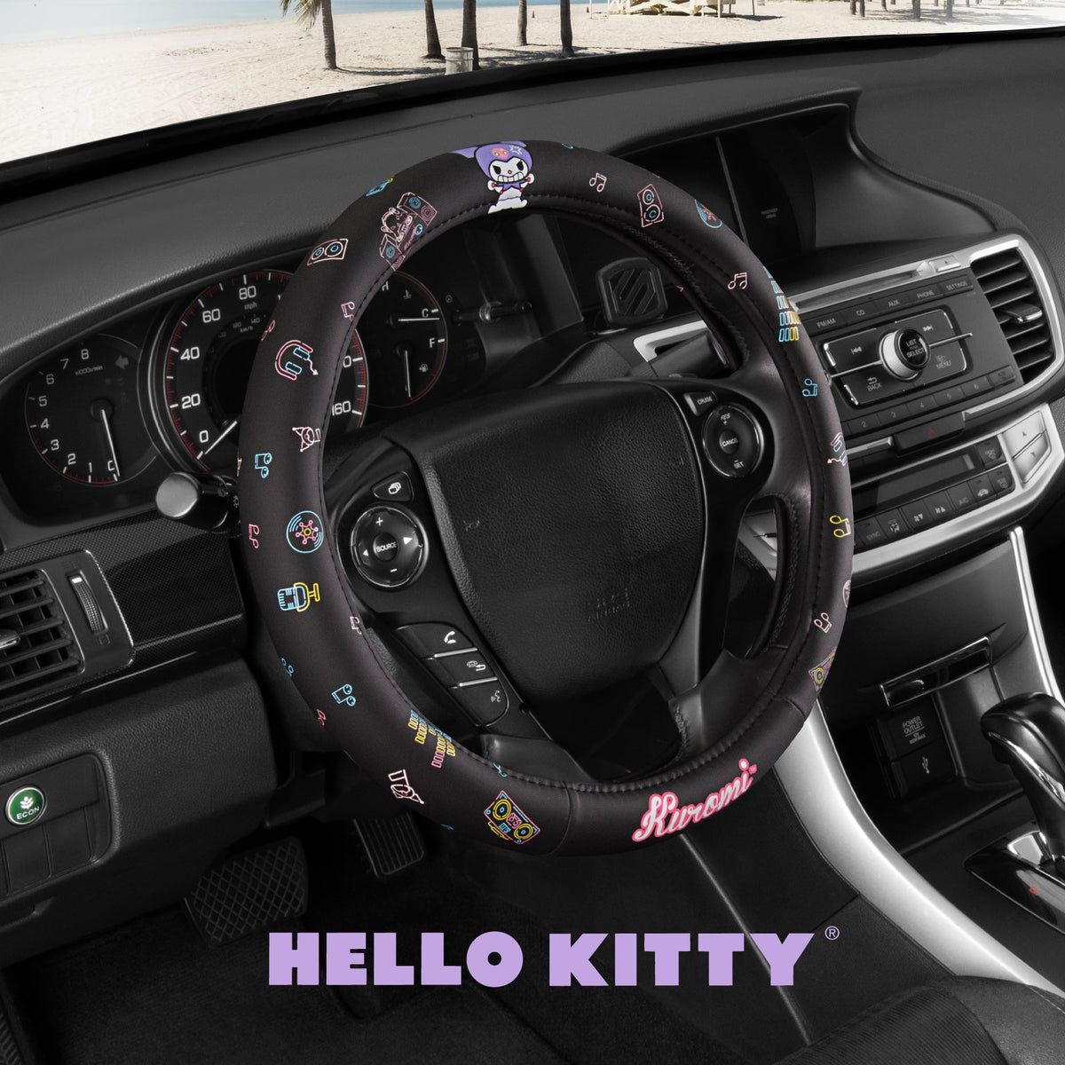 Carbella Sanrio Kuromi Neon Party Lenkrad Abdeckung (Fits 14.5' - 15.5')