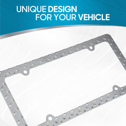 Rostbeständiges verchromtes Die-Cast-Edelmetall-Lizenzplattenrahmen / -halter Universalgröße - Blank Metal Design (Paket von 2)