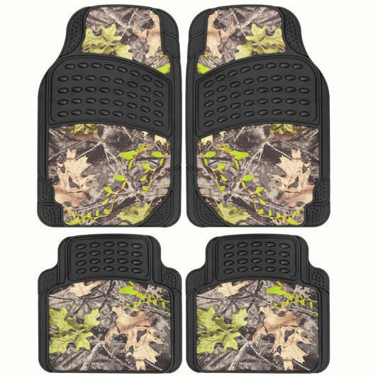BDK 4-Piece Forest Floor Camo Front Floor Matts und Rear Floor Matts - Heavy Duty, All Weather, Trimmable