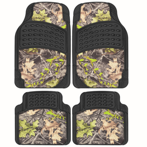 BDK 4-Piece Forest Floor Camo Front Floor Matts und Rear Floor Matts - Heavy Duty, All Weather, Trimmable