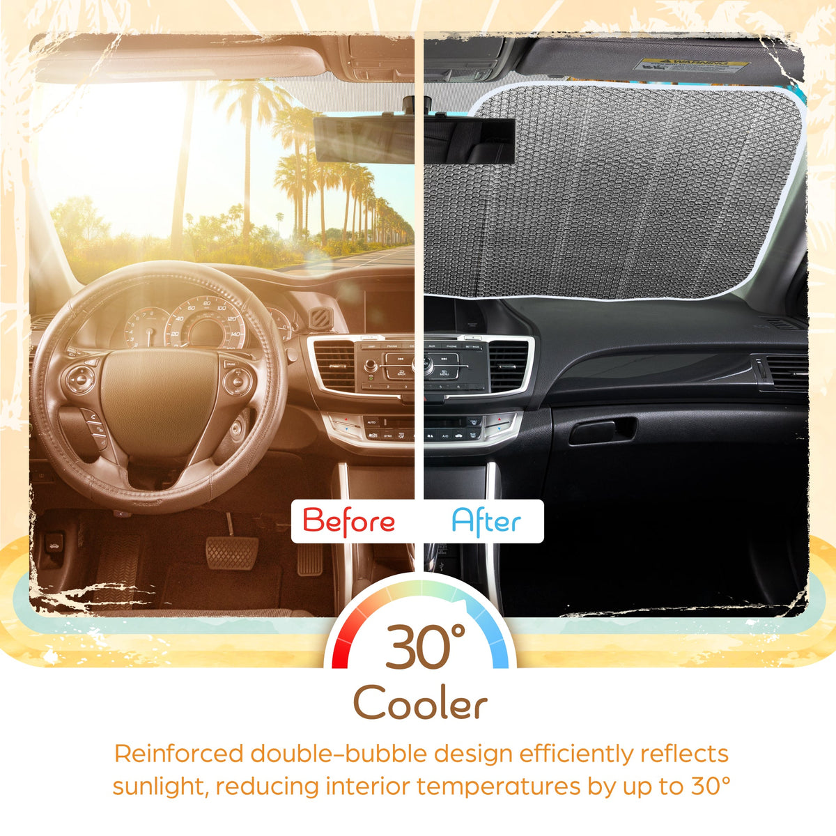 C&C Blue Daisy Car Windschutzscheibe Sonnenschutz - Sun Visor SunShade für Auto-Windschutzscheibe - Fensterschirme für Autos, SUV & Truck - Dash Cover UV-Schutz für Front-Fensterschutz Zubehör - 57' x 27'