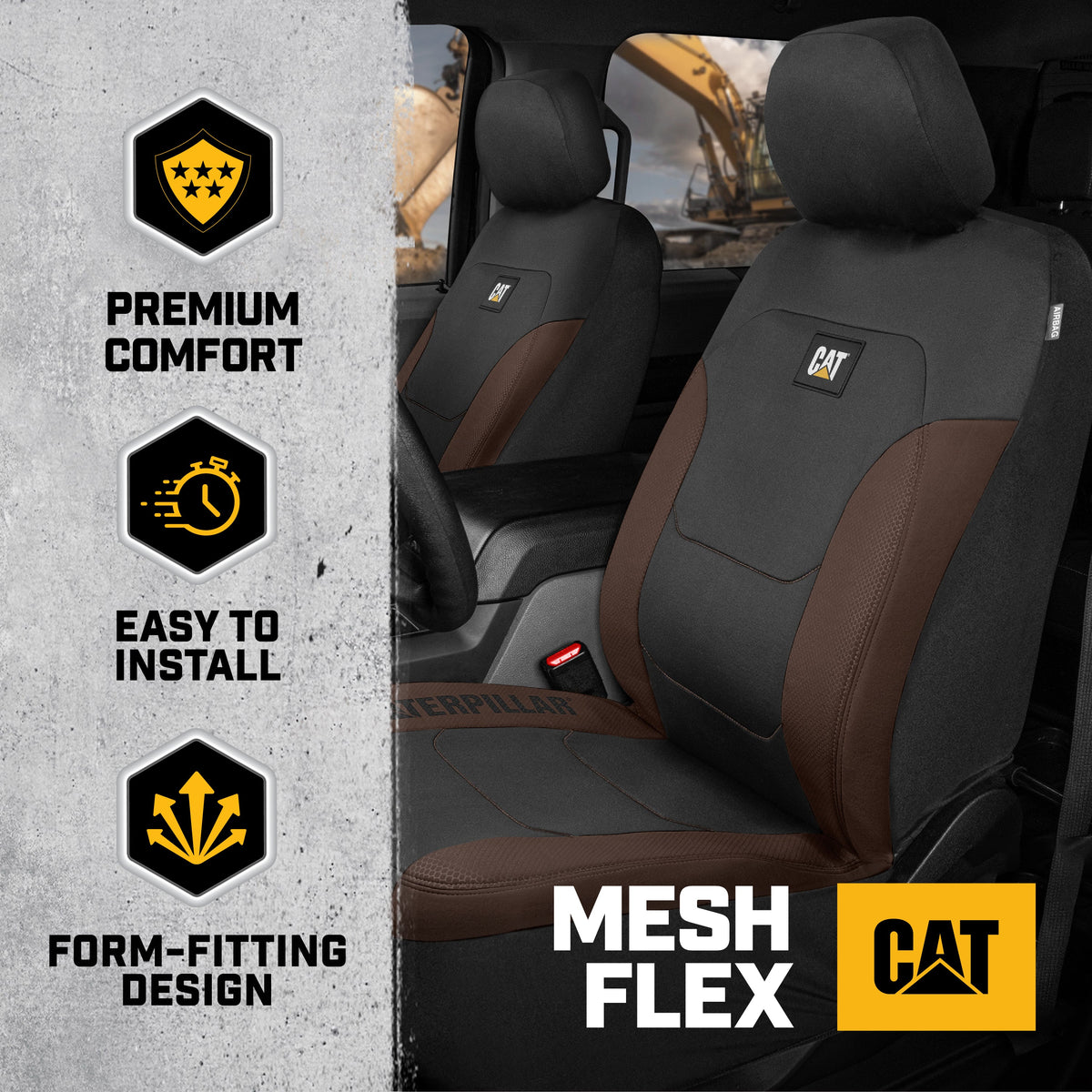 Cat® FlexfitTM Autositzabdeckungen für Pkw-LKW und SUVs (Set von 2) - Autositzabdeckungen für Vordersitze, LKW-Sitzprotektoren, Auto-Innenraumabdeckungen