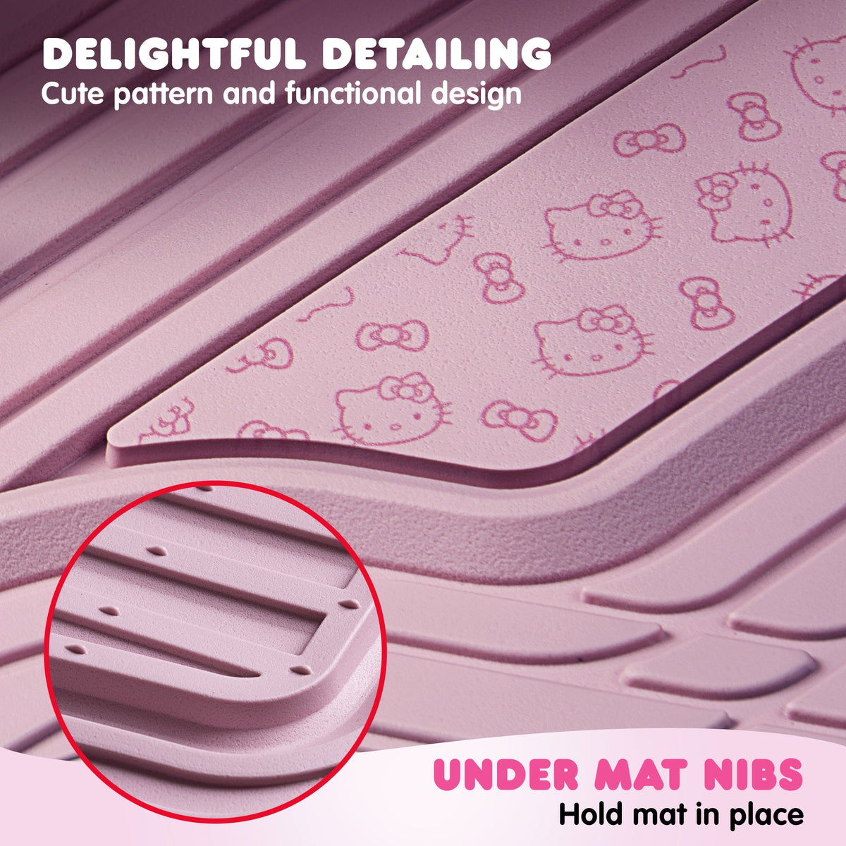Hello Kitty Car Mats 4pc Bodenmatten für Autos Trucks SUVs Pink Car Bodenmatten für Damen Männer Zubehör Gummi Heavy Duty Niedlich niedlich, immer vorne hinten Hallo Kitty Car Zubehör Pink / Pink