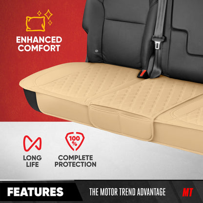 MotorTrend 3-Piece Diamond Stitched Padded Rücksitzabdeckungen mit Aufbewahrungstaschen - Beige