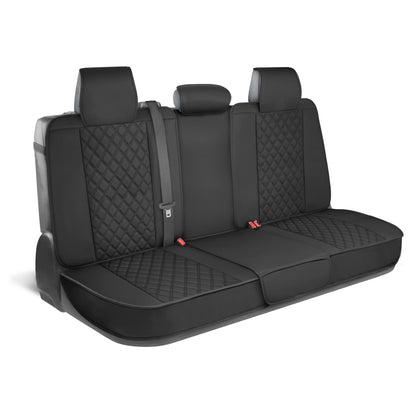 MotorBox Premium Napa Lederrücksitz Abdeckung - Semi Universal Fit für die meisten Autos, LKW & SUV - Black Back Seat Protector - Anti-Rutsch, langlebige Bench Abdeckung - Einfache Installation, Luxus Auto Interior Upgrade