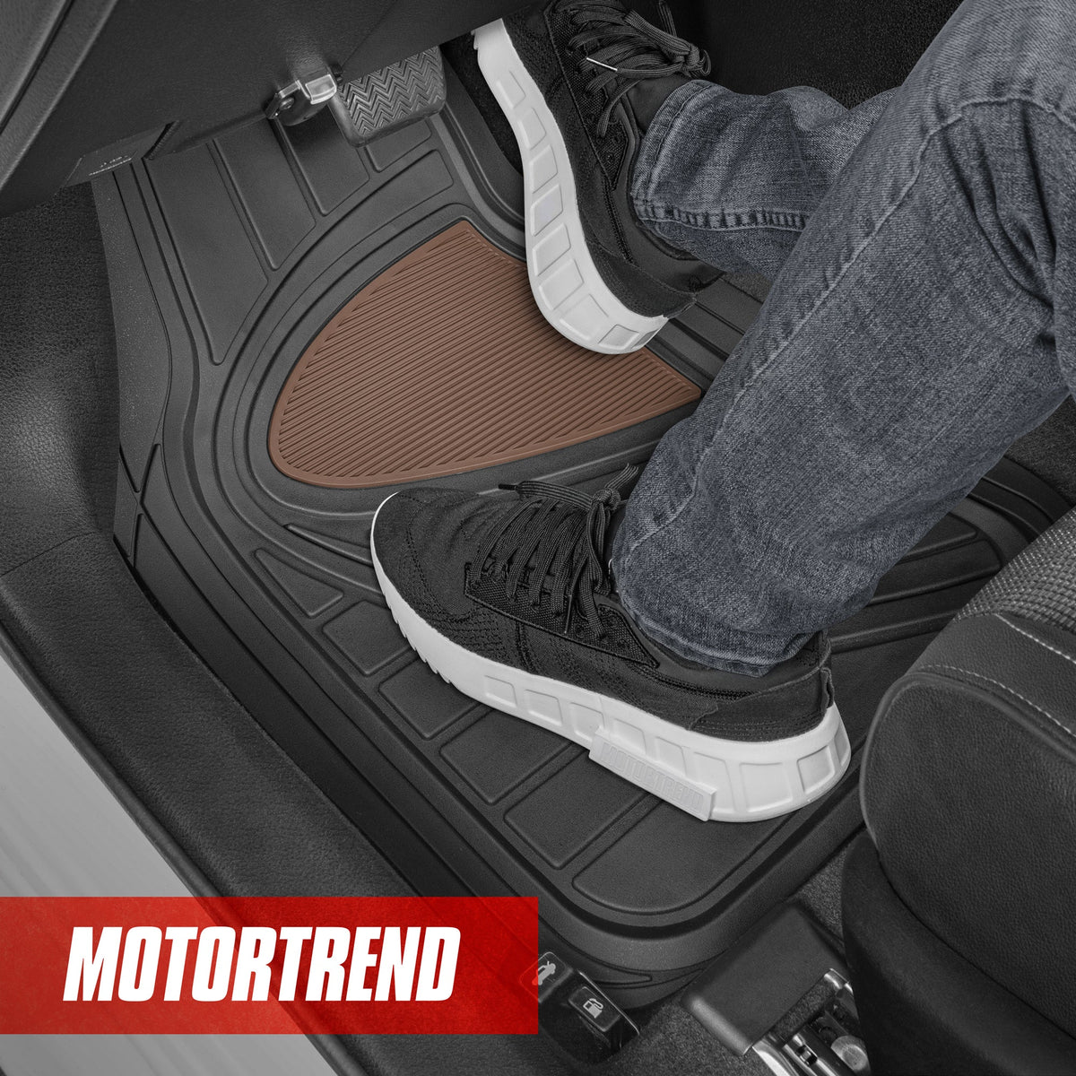 MotorTrend 4-Stück Zwei-Tone Non-Slip Heel Pad Vorderbodenmatten und Hinterbodenmatten - Heavy Duty, All Weather, Trimmen Sie, um zu passen