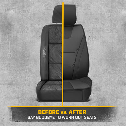 CAT® Edge Deluxe Car Seat Covers für Vordersitze - Premium Zwei-Tone Faux Ledersitz Abdeckungen für Autos mit Universal Fit, Robuste Autositz Abdeckungen für LKW, Innensitz Abdeckungen für SUV