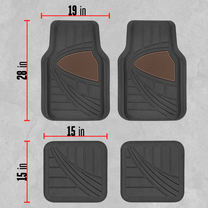 MotorTrend 4-Stück Zwei-Tone Non-Slip Heel Pad Vorderbodenmatten und Hinterbodenmatten - Heavy Duty, All Weather, Trimmen Sie, um zu passen