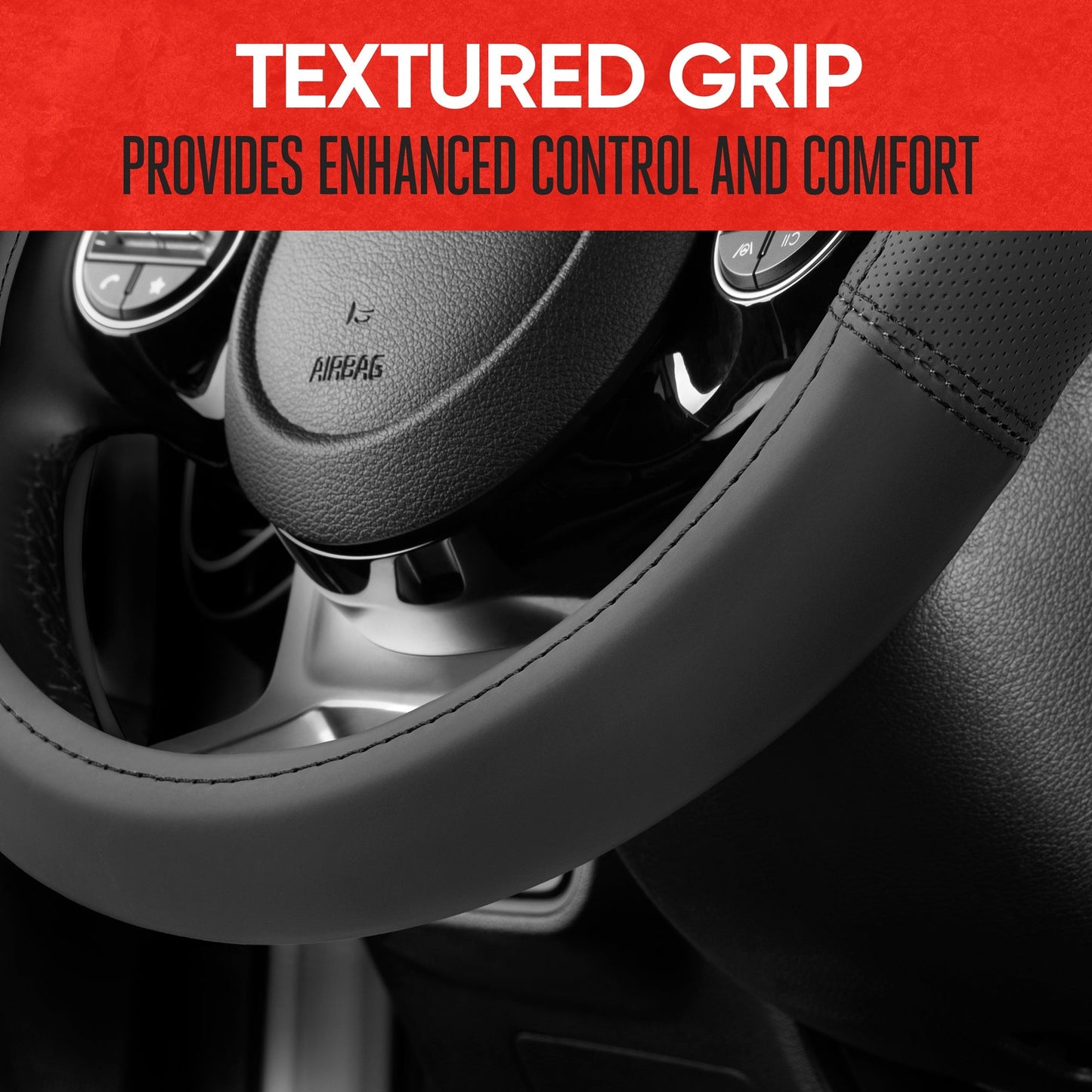 MotorTrend SoftTouch Advanced Traction Grip Lenkrad Abdeckung (Fits 14.5' - 15.5')