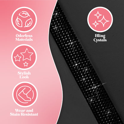 Carbella 7-Piece BlingStitch Rücksitzbezüge - Schwarze Kristalle