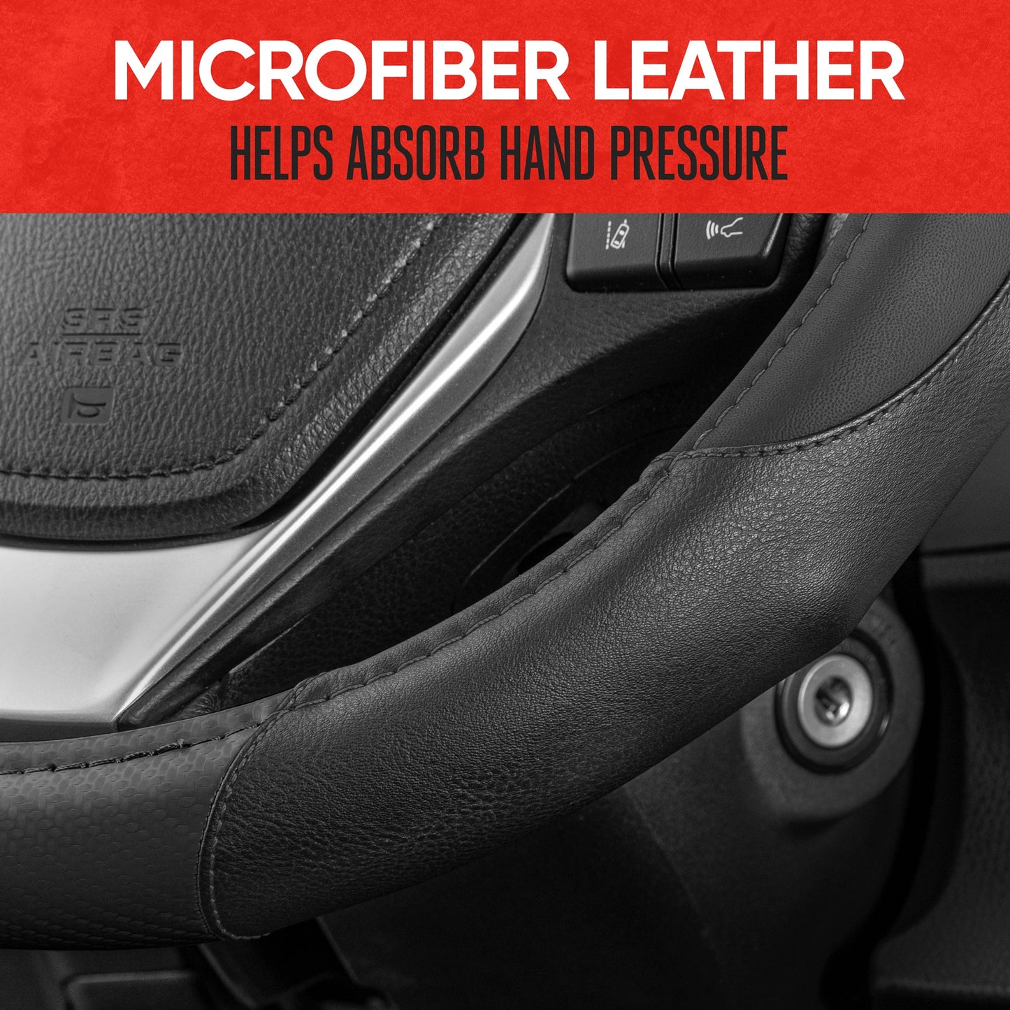 MotorTrend GripDrive Carbonfaser weben Ergonomic Grip Lenkrad Abdeckung (Fits 14.5' - 15.5')