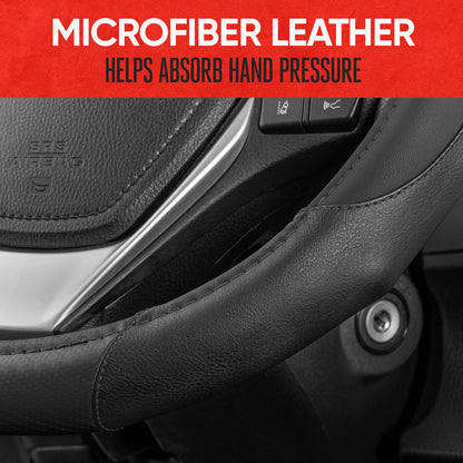 MotorTrend GripDrive Carbonfaser weben Ergonomic Grip Lenkrad Abdeckung (Fits 14.5' - 15.5')