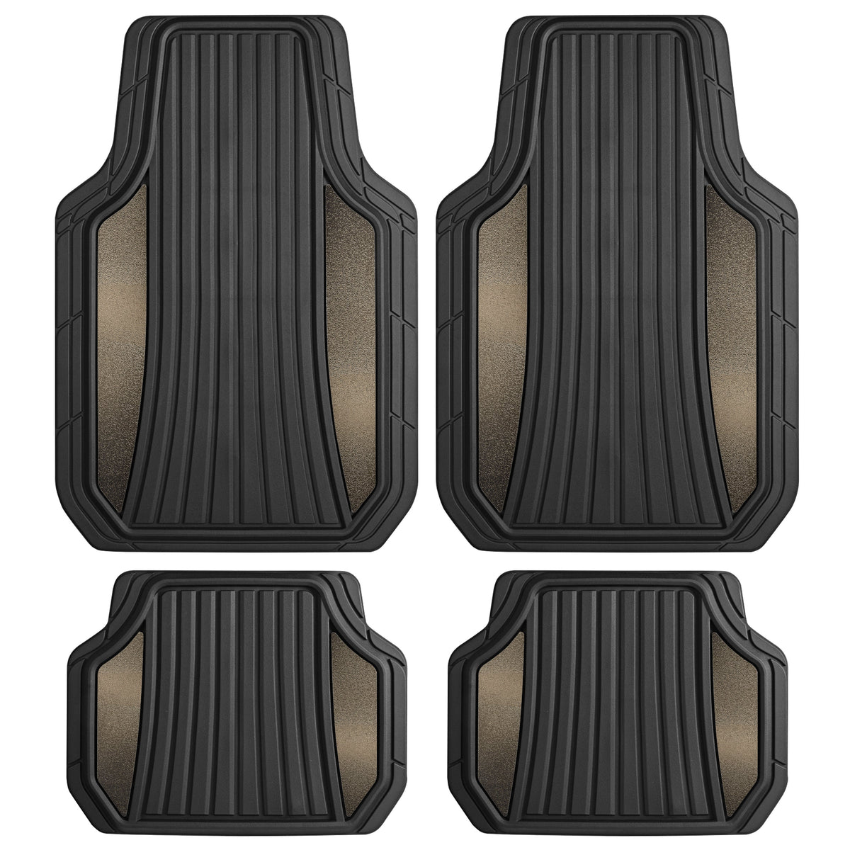 MotorTrend 4-Piece Shield Zwei-Tone Gloss Vorderbodenmatten und Hinterbodenmatten - Heavy Duty, All Weather, Trimmen Sie, um zu passen