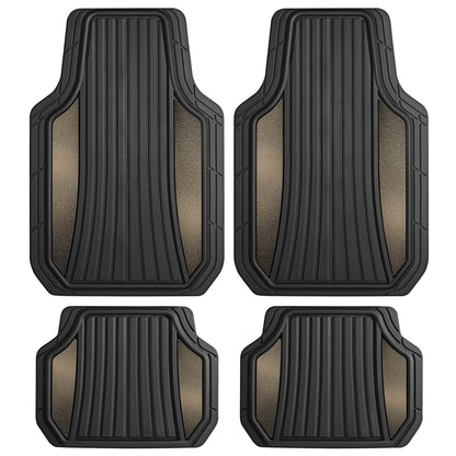 MotorTrend 4-Piece Shield Zwei-Tone Gloss Vorderbodenmatten und Hinterbodenmatten - Heavy Duty, All Weather, Trimmen Sie, um zu passen