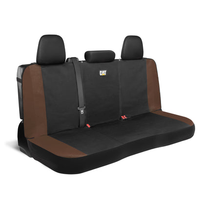 Cat Flexfit Brown Rear Seat Cover für Auto - Langlebiger Canvas & Mesh Design 60/40 Split Bench Protector für Autos, LKW & SUVs - Rücksitz Abdeckung für Hinterbank - Interieur Car Zubehör