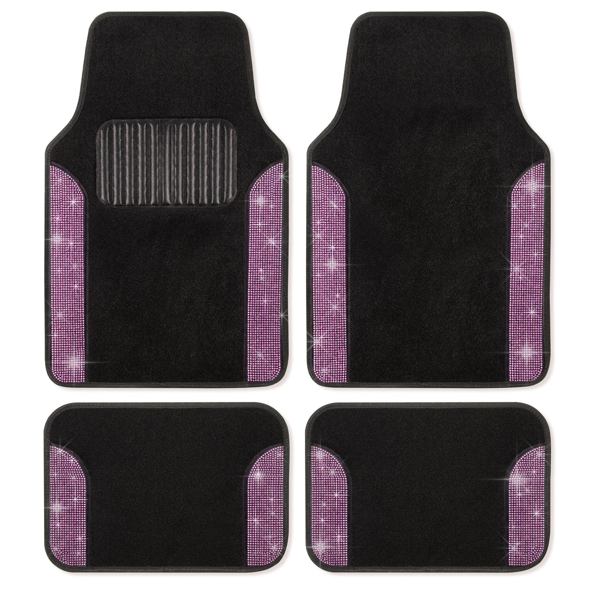 Carbella 4-Piece Diamond Bling Vorderbodenmatten und Hinterbodenmatten - Light Pink