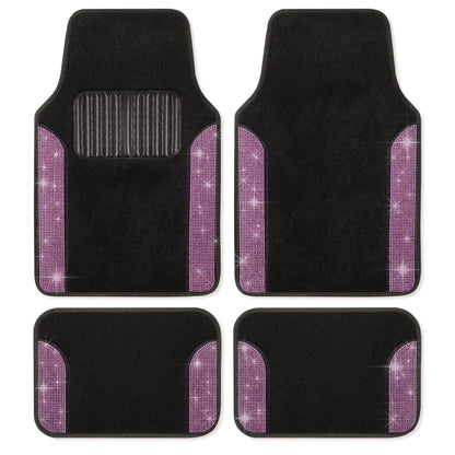 Carbella 4-Piece Diamond Bling Vorderbodenmatten und Hinterbodenmatten - Light Pink