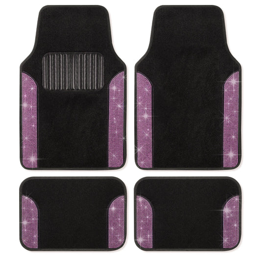 Carbella 4-Piece Diamond Bling Vorderbodenmatten und Hinterbodenmatten - Light Pink